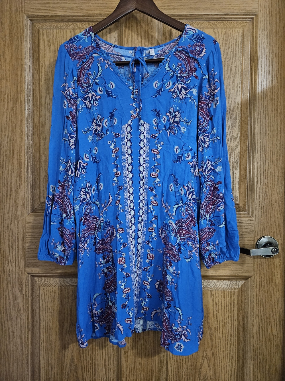 Blue Floral Boho Tunic Top Exhilaration